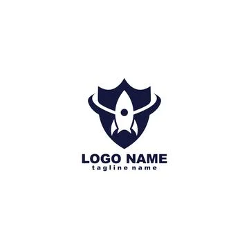 Rocket shiled Logo design vector Stock Illustration