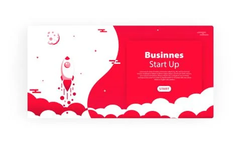 Rocket ship, bussines concept startup. Vector on isolated white background. E Stock Illustration