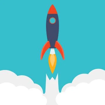 Rocket ship in a flat style Stock Illustration