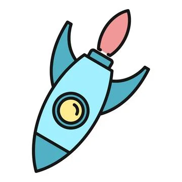 Rocket ship flying up launching innovation startup Stock Illustration