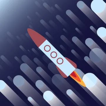 Rocket Ship Flying Through Hyper Space - Vector Illustration Stock Illustration