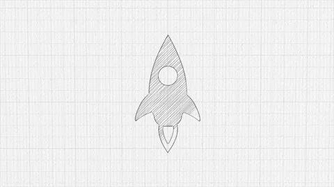 Rocket ship icon with color drawing effect. Doodle animation. 4K Stock Footage 185612861