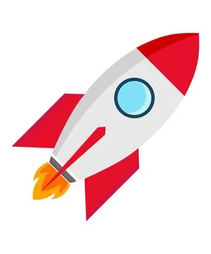 Rocket ship icon in flat style. Simple spaceship icon isolated on white back Stock Illustration