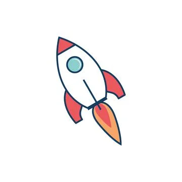Rocket ship icon. Flying rocket illustration symbol. Sign spaceship vector Stock Illustration