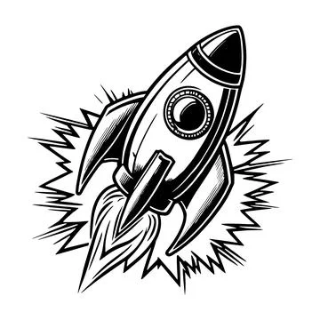Rocket ship icon. Hand drawn sketch in vector Stock Illustration