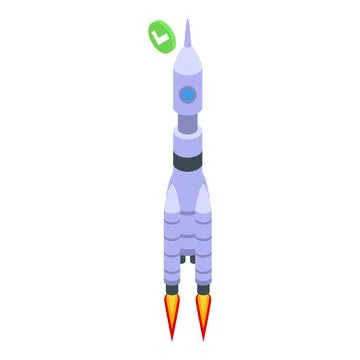Rocket ship icon isometric vector. Launch spacecraft Stock Illustration
