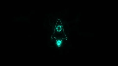 Rocket ship icon with plexus effect. Connected lines with dots. Lines plexus Stock Footage 169301166