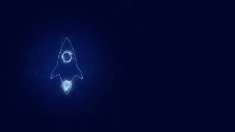 Rocket ship icon with plexus effect. Connected lines with dots. Lines plexus Video stock 169307103