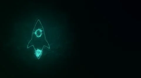 Rocket ship icon with plexus effect. Connected lines with dots. Illustration Stock Illustration