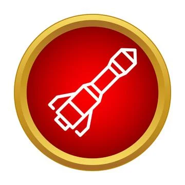 Rocket ship icon in red and gold circle Illustrazione stock