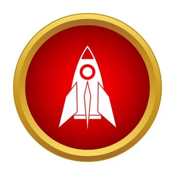 Rocket ship icon in red circle Stock Illustration