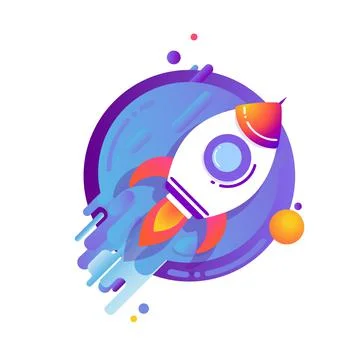 Rocket ship launch. Concept of business project. Start up vector illustration Stock Illustration