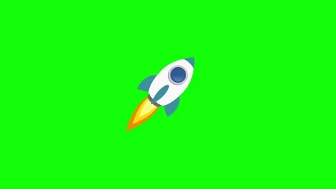 Rocket ship launch on green screen 2D cartoon animation (Chroma key) Stock Footage 310153235