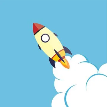 Rocket ship launch Stock Illustration
