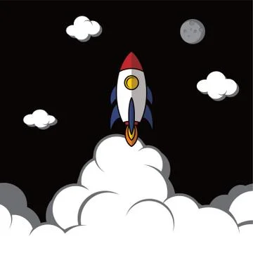 Rocket ship launch Illustrazione stock