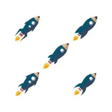 Rocket ship launch pencil education theme vector Stock Illustration