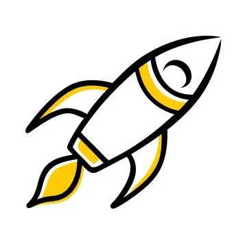 Rocket Ship Launch Simple Outline Vector Icon Stock Illustration
