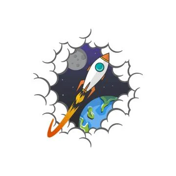 Rocket ship launch space travel theme vector Stock Illustration