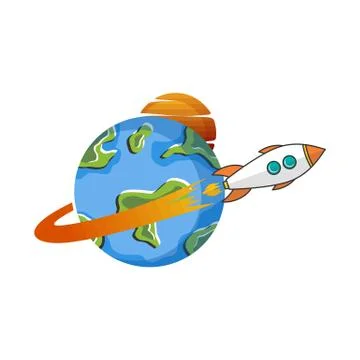 Rocket ship launch space travel theme vector Stock Illustration