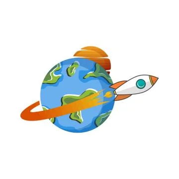 Rocket ship launch space travel theme vector Stock Illustration