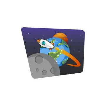 Rocket ship launch space travel theme vector Stock Illustration