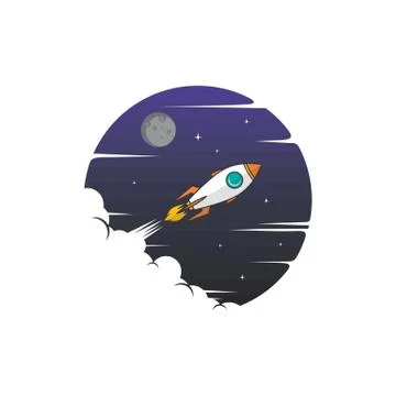 Rocket ship launch space travel theme vector Stock Illustration