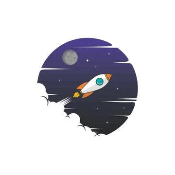 Rocket ship launch space travel theme vector Stock Illustration