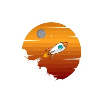 Rocket ship launch space travel theme vector Stock Illustration