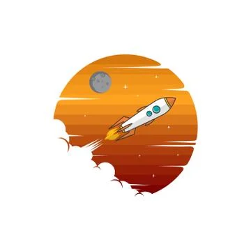 Rocket ship launch space travel theme vector Stock Illustration