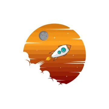 Rocket ship launch space travel theme vector Stock Illustration