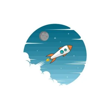 Rocket ship launch space travel theme vector Stock Illustration