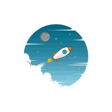 Rocket ship launch space travel theme vector Stock Illustration