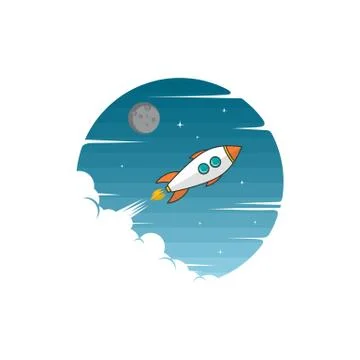 Rocket ship launch space travel theme vector Stock Illustration