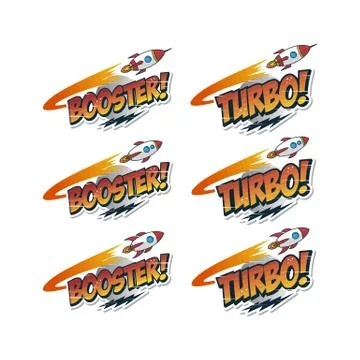 Rocket ship launch space travel sign badge label logo set Stock Illustration