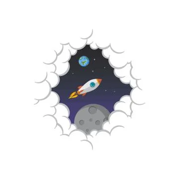Rocket ship launch space travel theme vector Stock Illustration
