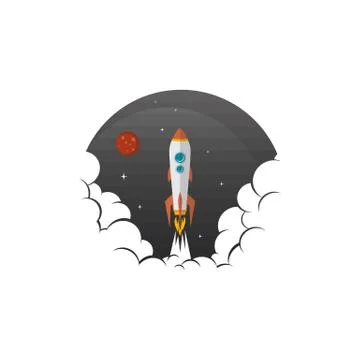 Rocket ship launch space travel theme vector Stock Illustration