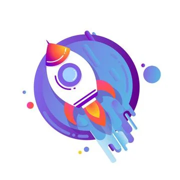 Rocket ship launch. Start up vector illustration. Concept of business project Stock Illustration
