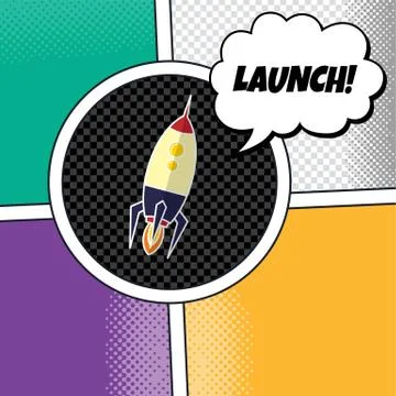 Rocket ship launch theme vector art illustration Stock Illustration