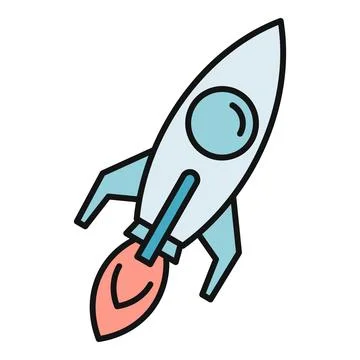 Rocket ship launching icon representing startup concept Stock Illustration