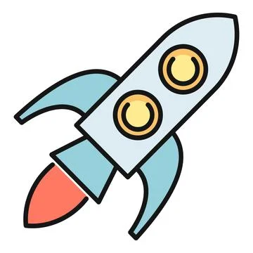 Rocket ship launching representing startup growth and space exploration Stock Illustration