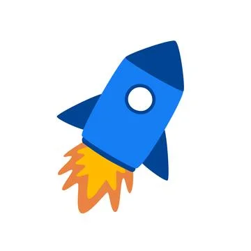 Rocket ship launching into space flat design Stock Illustration