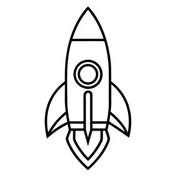 Rocket Ship Line Art Logo Icon Printable Vector Design Artwork Stock Illustration