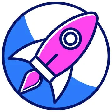 Rocket Ship Line Art Logo Icon Printable Vector Design Artwork Illustrazione stock