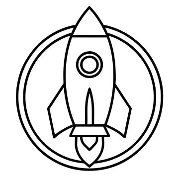 Rocket Ship Line Art Logo Icon Printable Vector Design Artwork Illustrazione stock