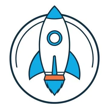 Rocket Ship Line Art Logo Icon Printable Vector Design Artwork Stock Illustration