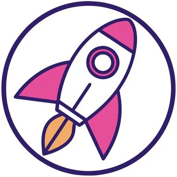 Rocket Ship Line Art Logo Icon Printable Vector Design Artwork Illustrazione stock