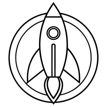 Rocket Ship Line Art Logo Icon Printable Vector Design Artwork 스톡 일러스트