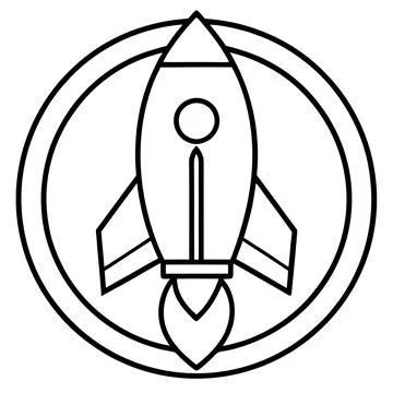 Rocket Ship Line Art Logo Icon Printable Vector Design Artwork Illustrazione stock