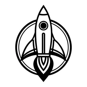 Rocket Ship Line Art Logo Icon Printable Vector Design Artwork Illustrazione stock