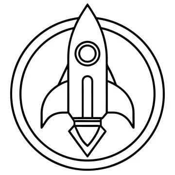 Rocket Ship Line Art Logo Icon Printable Vector Design Artwork Illustrazione stock